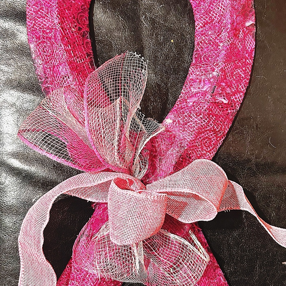 Breast cancer ribbon wreath